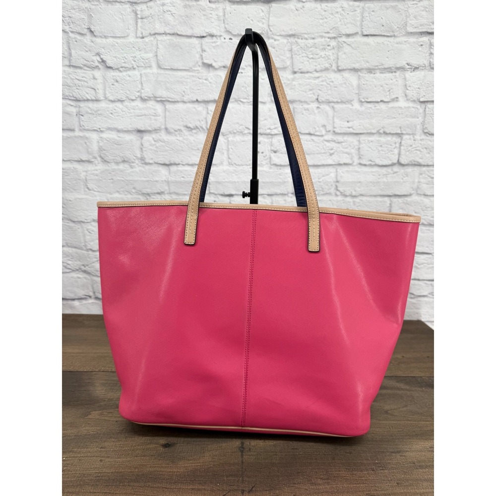 Coach Park Metro Pomegranate Pink Saffiano Leather Tote Bag Purse Logo Charm - Picture 6 of 16